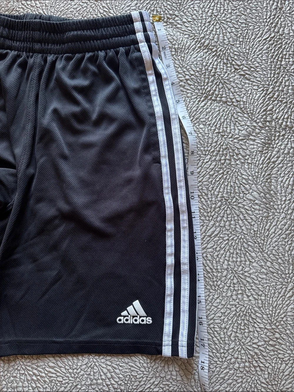 adidas Black Athletic Shorts with White Side Stripes